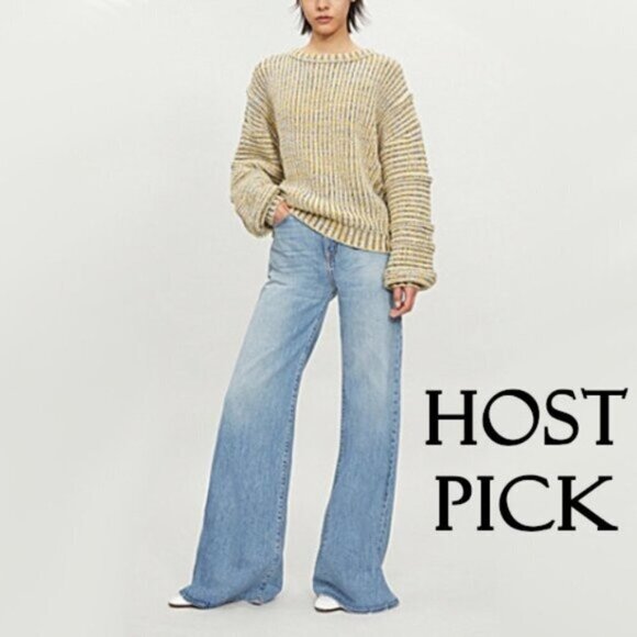 NWT Maje yellow blue chunky knit ribbed sweater M - Picture 2 of 11